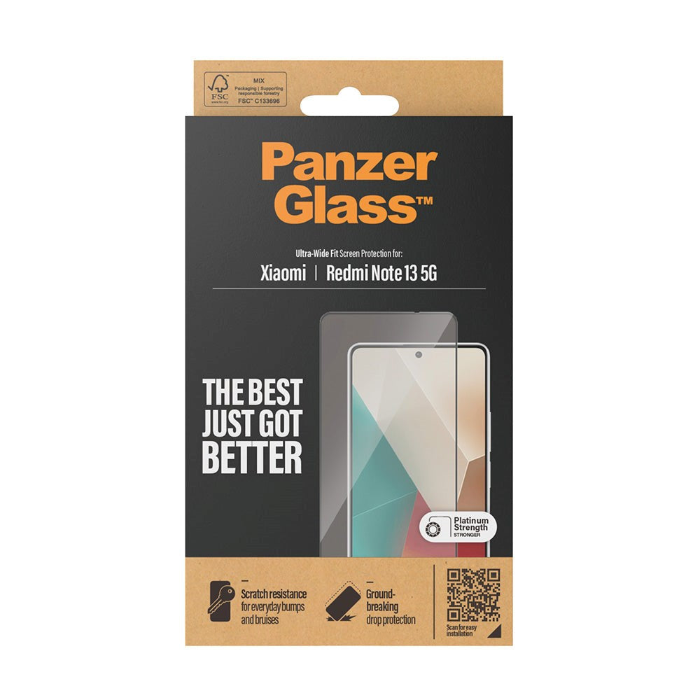 Xiaomi Redmi Note 13 (5G) PanzerGlass Ultra Wide Fit Skärmskyddsglas - Platinum Strength - Svart Kant