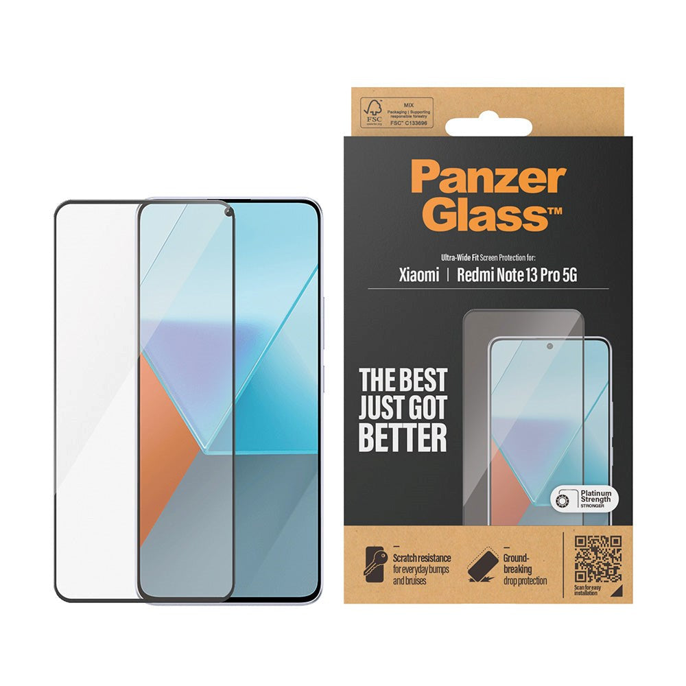 Xiaomi Redmi Note 13 Pro (5G) PanzerGlass Ultra Wide Fit Skärmskyddsglas - Platinum Strength - Svart Kant