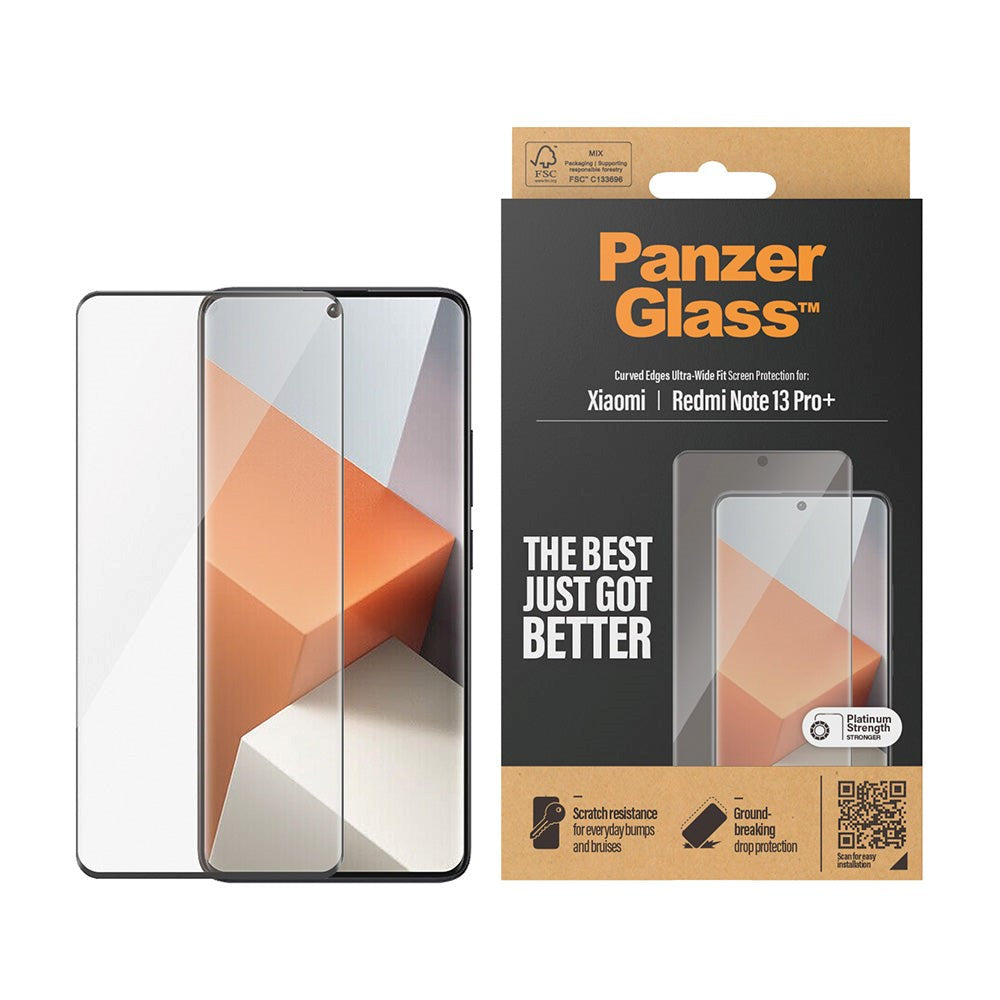 Xiaomi Redmi Note 13 Pro+ (Plus) PanzerGlass Ultra Wide Fit Skärmskyddsglas - Platinum Strength - Svart Kant