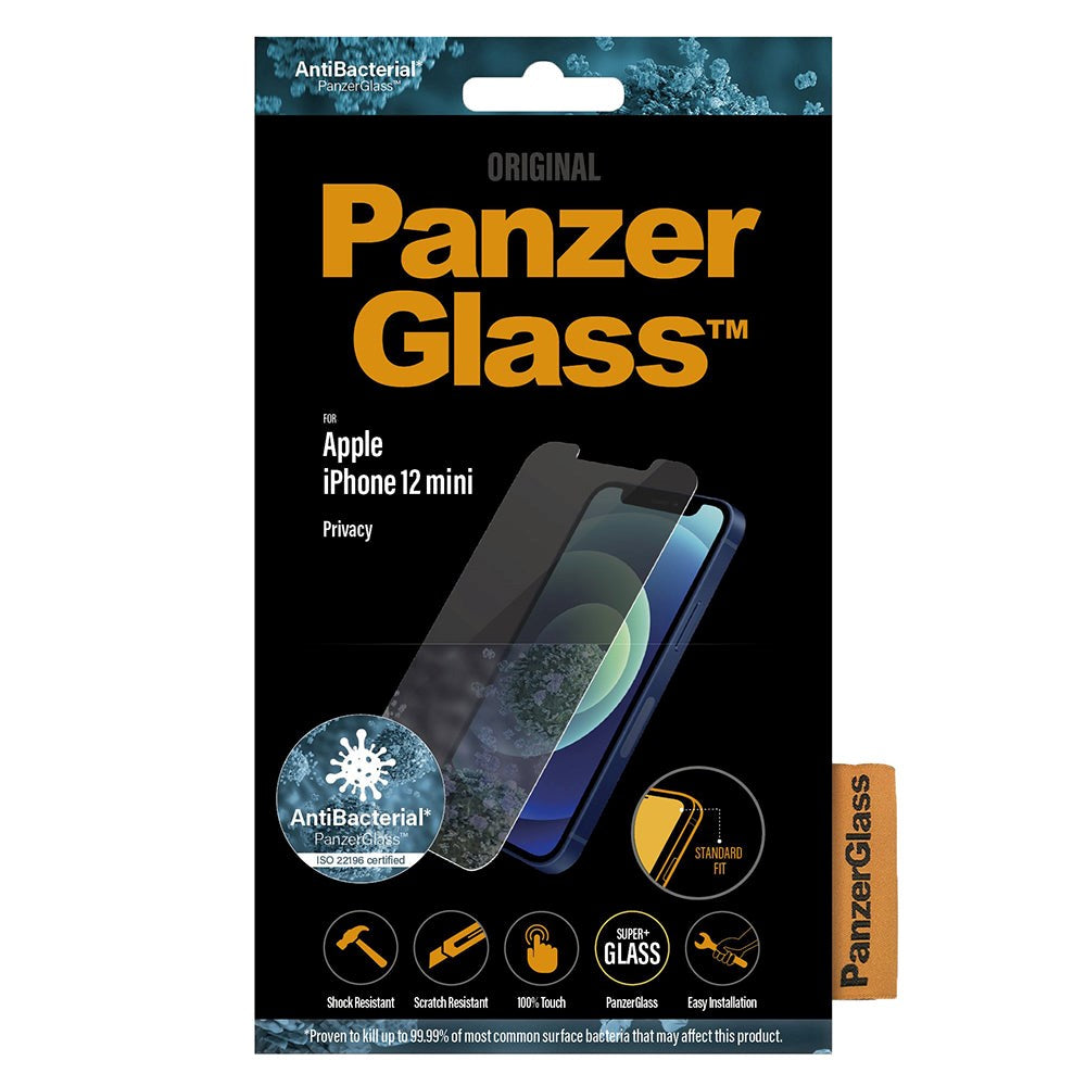 iPhone 12 Mini PanzerGlass Skärmskydd med Sekretessfilter - Antibakteriellt - Standard Fit - Transparent