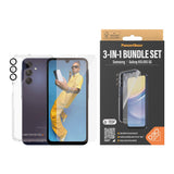 Samsung Galaxy A15 / A15 (5G) PanzerGlass 3-i-1-Bundle m. EasyAligner - Skärmskydd (UWF) / D3O Bio Hardcase Skal / Hoops Kameraskydd - Transparent / Svart