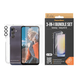 Samsung Galaxy A25 (5G) PanzerGlass 3-i-1-Bundle m. EasyAligner - Skärmskydd (UWF) / D3O Bio Hardcase Skal / Hoops Kameraskydd - Transparent / Svart