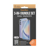 Samsung Galaxy A35 (5G) PanzerGlass 3-i-1-Bundle m. EasyAligner - Skärmskydd (UWF) / D3O Bio Hardcase Skal / Hoops Kameraskydd - Genomskinlig / Svart