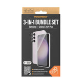 Samsung Galaxy S24+ (Plus) PanzerGlass 3-i-1-Bundle m. EasyAligner - Skärmskydd (UWF) / D3O Bio Hardcase Skal / Hoops Kameraskydd - Transparent / Svart