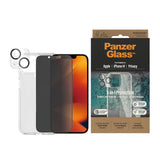 iPhone 14 PanzerGlass 3-i-1 Bundle med EasyAligner - Privacy Skärmskydd (UWF) / Skal / Kameraskydd - Transparent