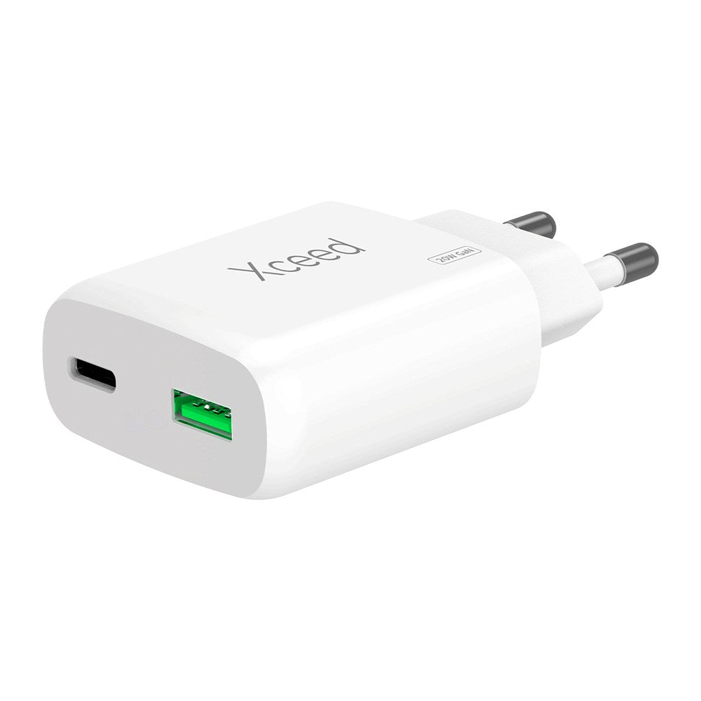 Xceed 20W GaN Väggladdare med 1 x USB-C 1 x USB-A - Vit
