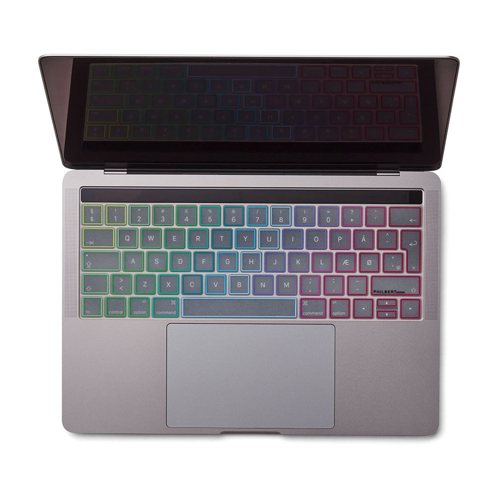 MacBook Touch Bar 13" / 15" Philbert Tangentbordsskydd - Nordiska Tangenter - Transparent / Regnbåge