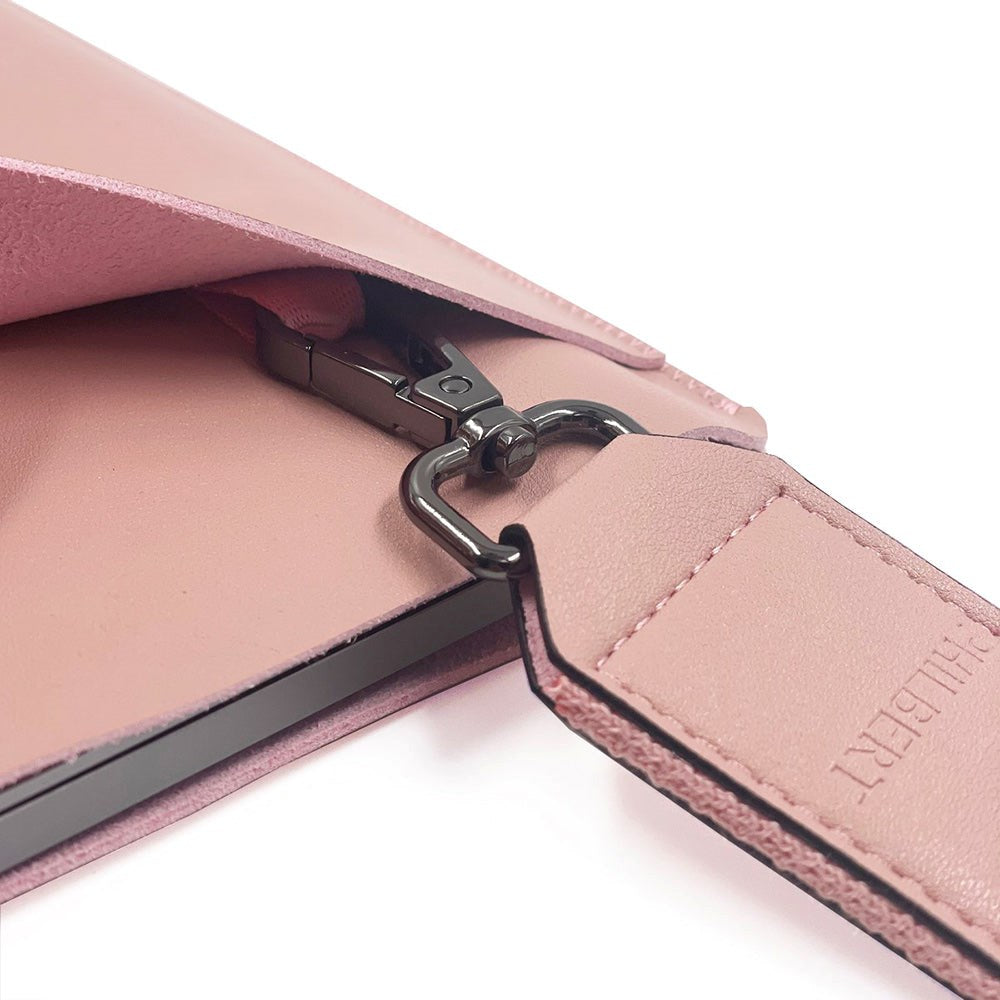 Philbert UltraSlim Vegansk Läder Sleeve med Rem för MacBook / Laptop 16" (36,5 x 26 x 2 cm) - Rosa