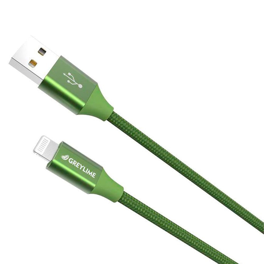 GreyLime flätade USB-A till Lightning Cable 2 m. - Grönt