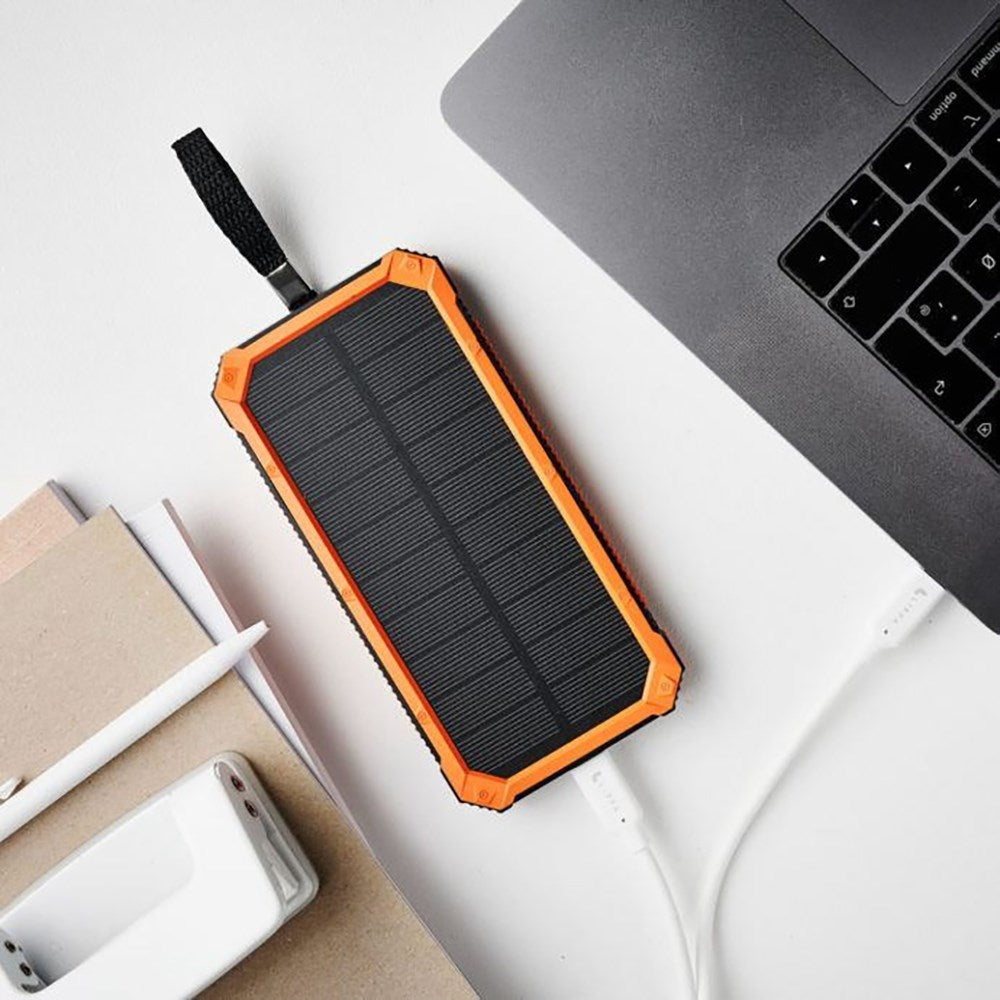 Lippa Solar Cell PowerBank 10.000 mAh 10.5W 2 X USB-A - Orange / Svart