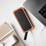 Lippa Solar Cell Powerbank 20.000 mAh 20W 3 X USB-A & 1 X USB-C- Svart / orange