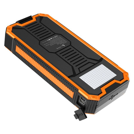 Lippa Solar Cell Powerbank 20.000 mAh 20W 3 X USB-A & 1 X USB-C- Svart / orange