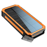 Lippa Solar Cell Powerbank 20.000 mAh 20W 3 X USB-A & 1 X USB-C- Svart / orange