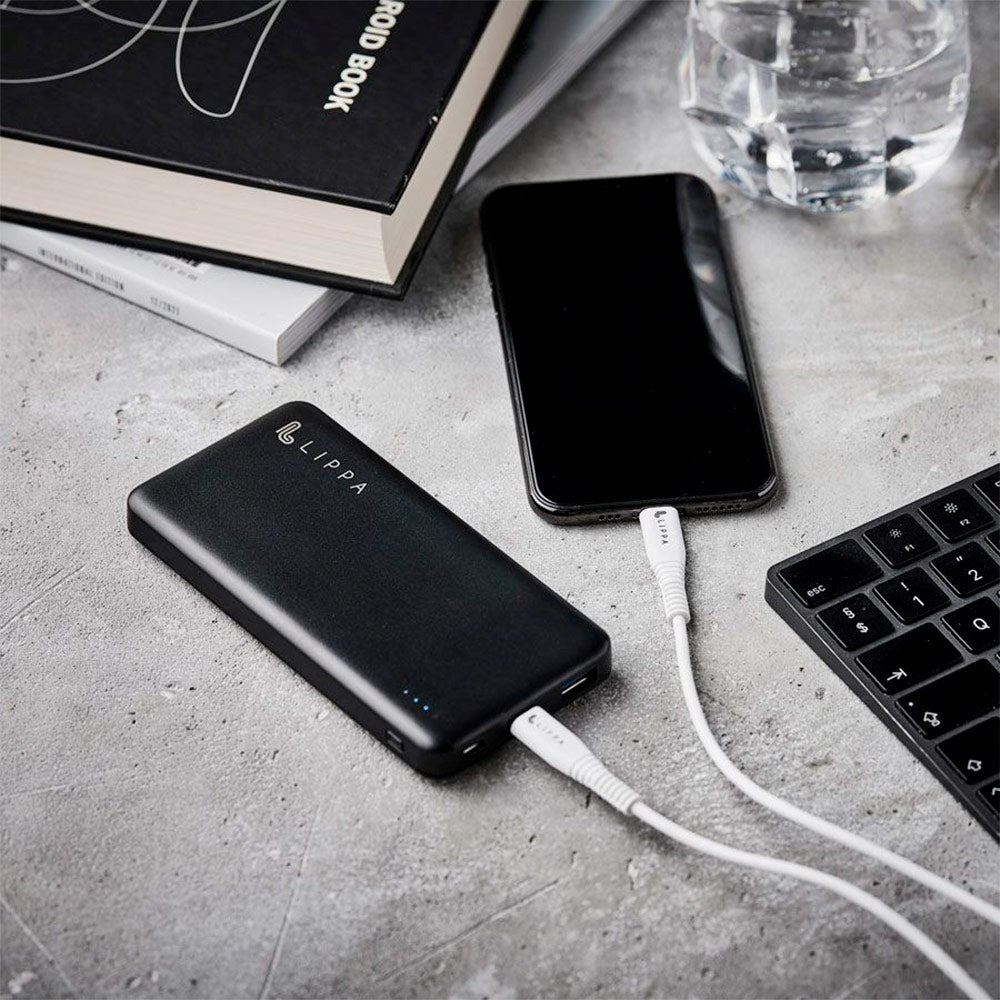 Lippa 18W Powerbank med USB-C & USB-A - 10 000 mAh - Svart