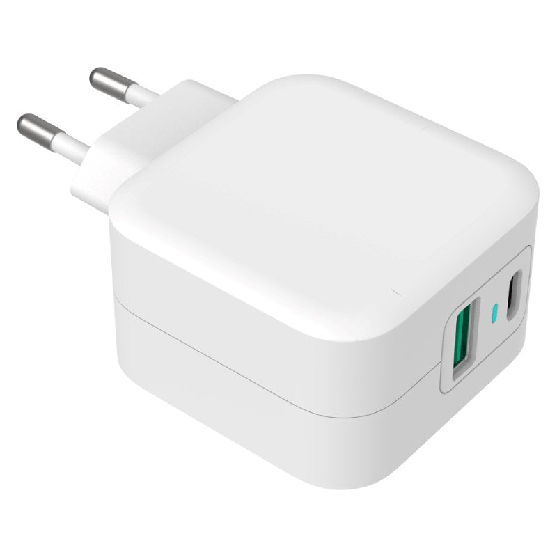 GreyLime 38W PD Väggladdare med 1 x USB-C & 1 x USB-A - Vit
