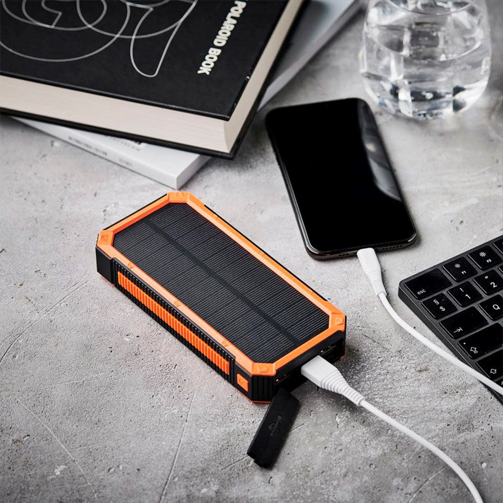 Lippa Foldable Solar PowerBank 20 000 mAh 10,5W 2 x USB-A med Ljus - Svart / Orange