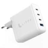 Lippa PD 100W Väggladdare GaN med 3 x USB-C & 1 x USB-A - Vit