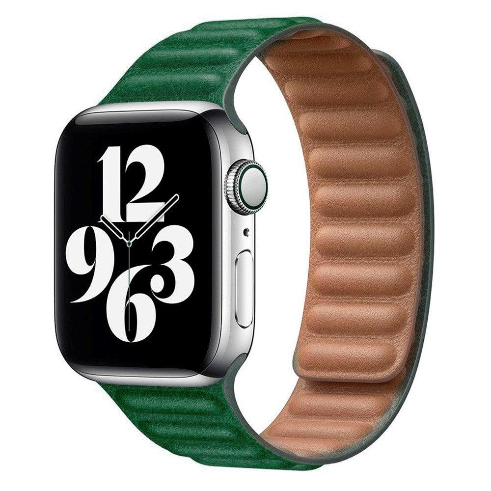 Lippa Apple Watch (38/40/SE/41/42mm) Magnetisk Läderrem - Mörkgrön