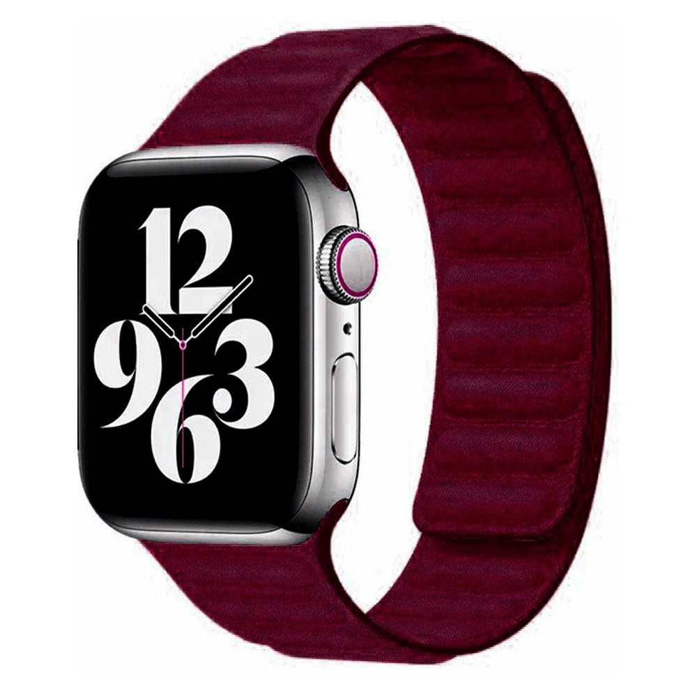 Apple Watch (38/40/SE/41/42mm) Magnetisk Lippa Finewoven Rem - Vinröd