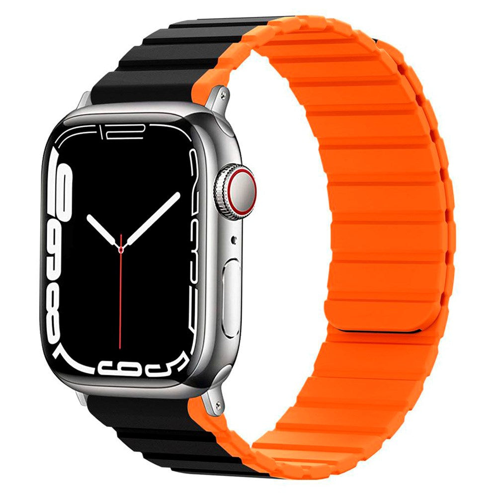 Lippa Apple Watch (38/40/SE/41/42mm) Magnetisk Silikon Multi Rem - Svart / Orange