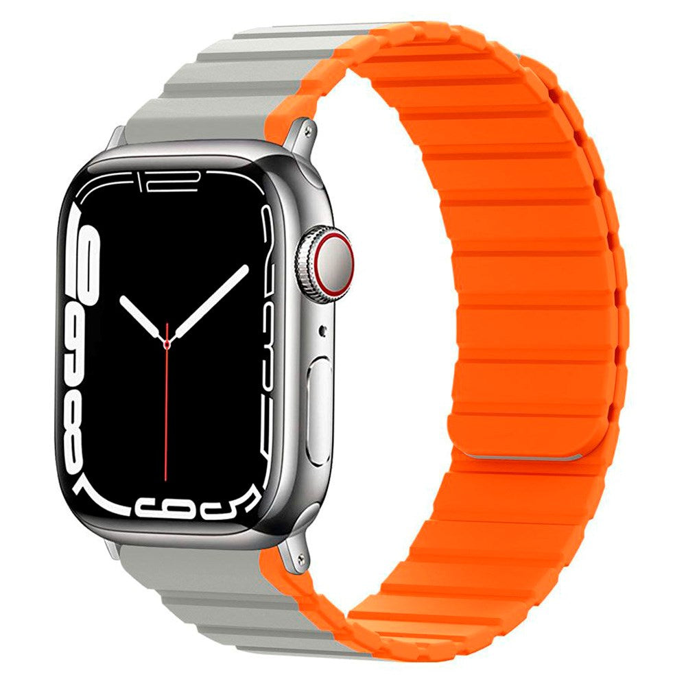 Lippa Apple Watch (38/40/SE/41/42mm) Magnetisk Silikon Multi Rem - Grå / Orange