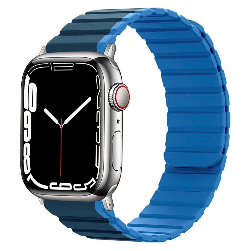 Lippa Apple Watch (38/40/SE/41/42mm) Magnetisk Silikon Multi Rem - Mörkblå / Ljusblå