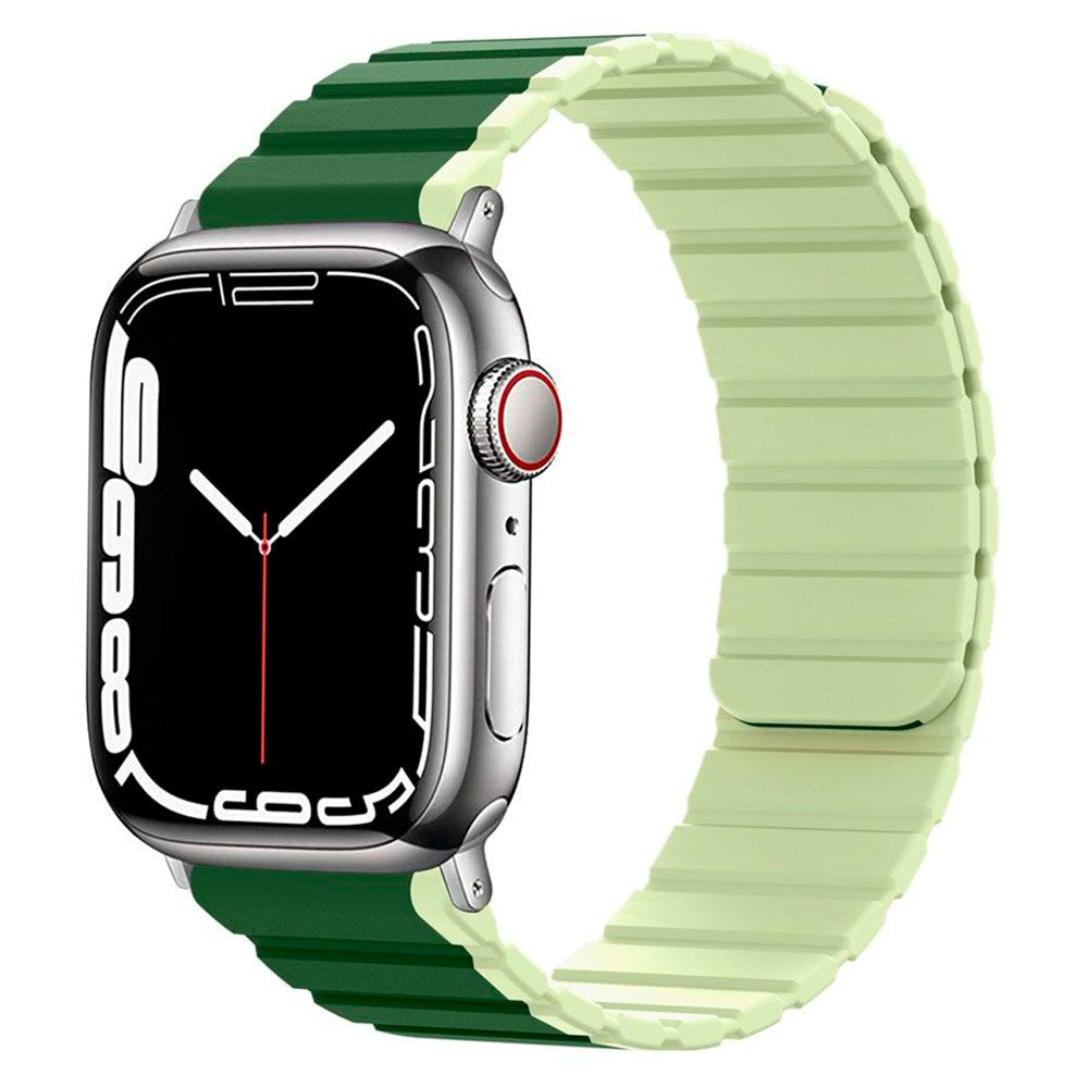 Lippa Apple Watch (38/40/SE/41/42mm) Magnetisk Silikon Multi Rem - Mörkgrön / Ljusgrön