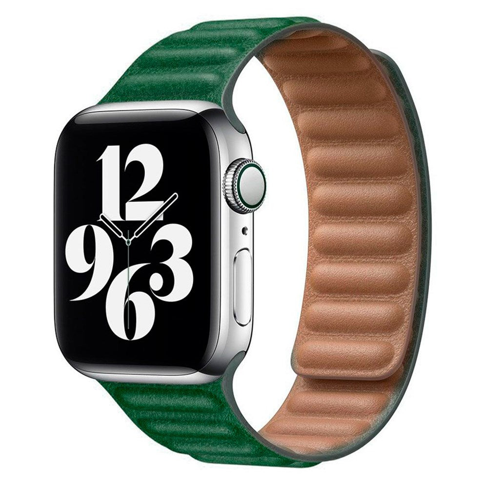 Lippa Apple Watch (42/44/SE/45/46/49mm) Magnetisk Läderrem - Mörkgrön