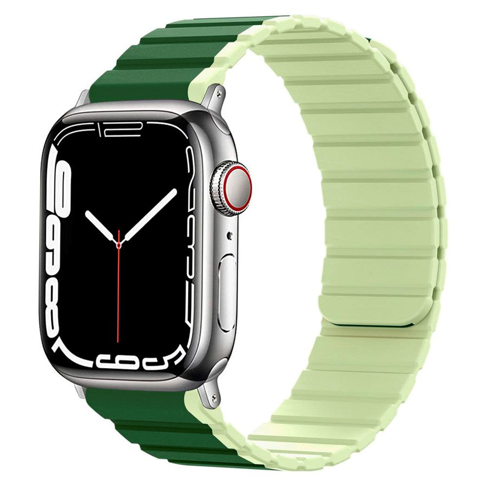 Lippa Apple Watch (42/44/SE/45/46/49mm) Magnetisk Silikon Multi Rem - Mörkgrön / Ljusgrön