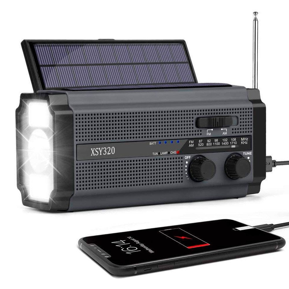 Lippa Nödradio med Solar PowerBank 4 500 mAh och ficklampa - Svart