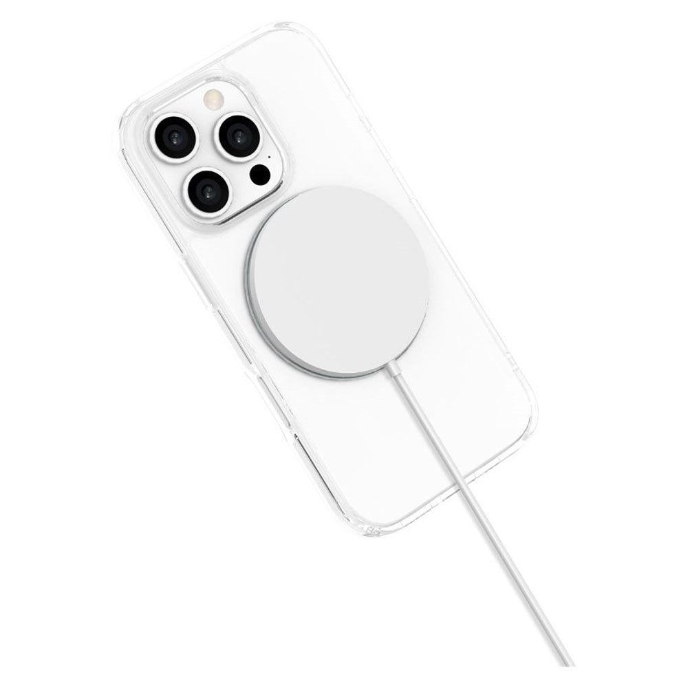 iPhone 16 Pro Lippa Hybrid Plast Skal med 360 Graders Roterande Kickstand - MagSafe Kompatibelt - Genomskinlig / Silver