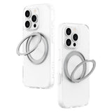 iPhone 16 Pro Lippa Hybrid Plast Skal med 360 Graders Roterande Kickstand - MagSafe Kompatibelt - Genomskinlig / Silver