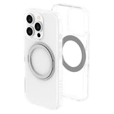 iPhone 16 Pro Lippa Hybrid Plast Skal med 360 Graders Roterande Kickstand - MagSafe Kompatibelt - Genomskinlig / Silver