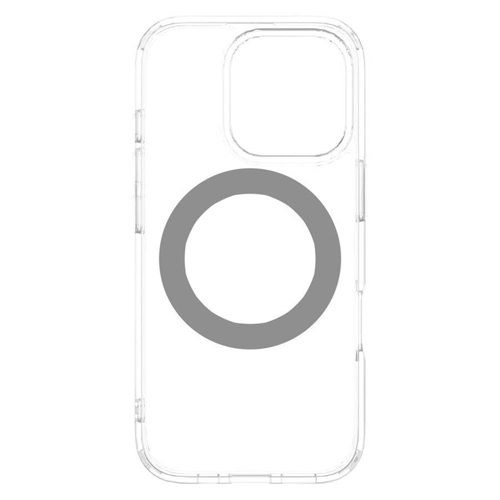 iPhone 16 Pro Lippa Hybrid Plast Skal med 360 Graders Roterande Kickstand - MagSafe Kompatibelt - Genomskinlig / Silver