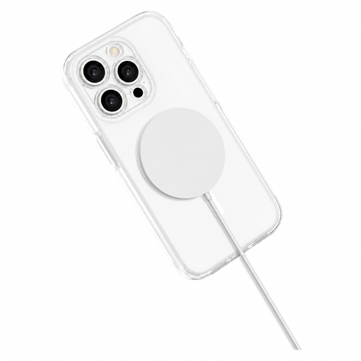 iPhone 15 Pro Lippa Hybrid Plast Skal - MagSafe Kompatibelt - Genomskinlig / Vit