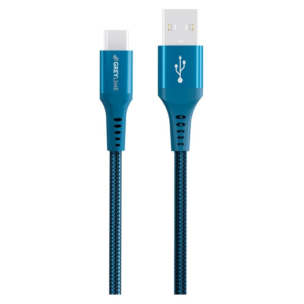 GreyLime 15W Flätade USB-A till USB-C Cable 50 cm. - Blå