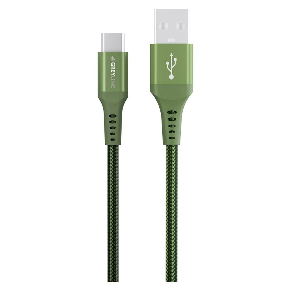 GreyLime 15W Flätade USB-A till USB-C Cable 50 cm. - Grön