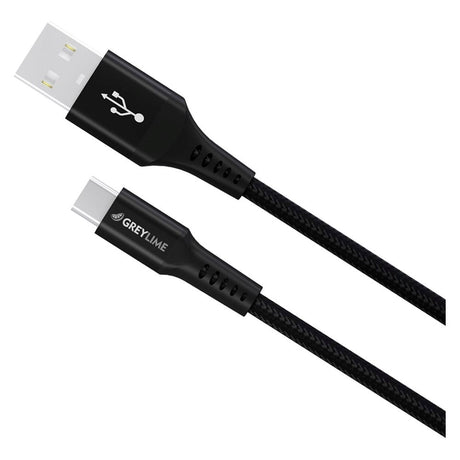 GreyLime 15W Flätade USB-A till USB-C Cable 3 m. - Svart