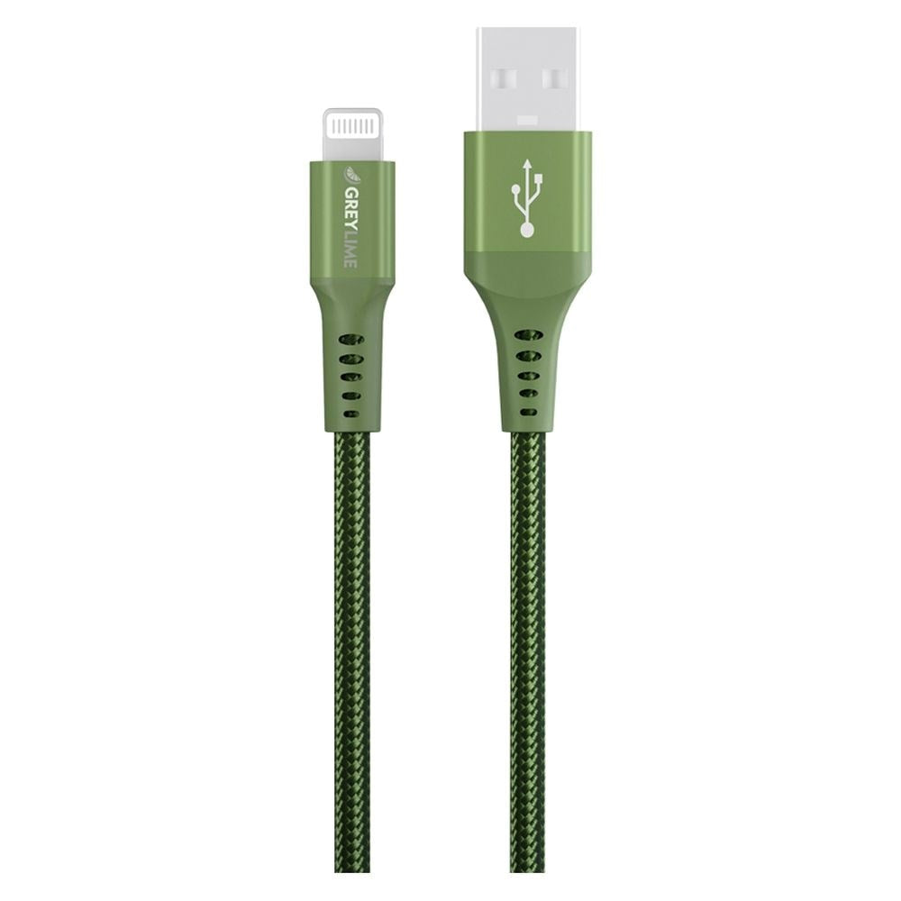 GreyLime 12W Flätade USB-A till Lightning Cable 50 cm - Grön