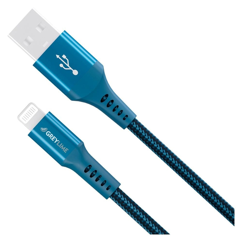 GreyLime 12W Flätade USB-A till Lightning Cable 3 m. - Blå