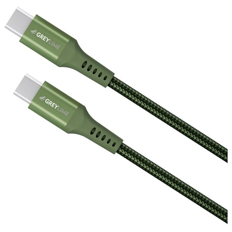 GreyLime 60W Flätade USB-C till USB-C Cable 50 cm. - Grön