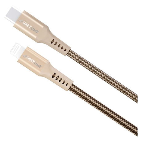 GreyLime 18W Flätade USB-C till Lightning Cable 50 cm. - Beige