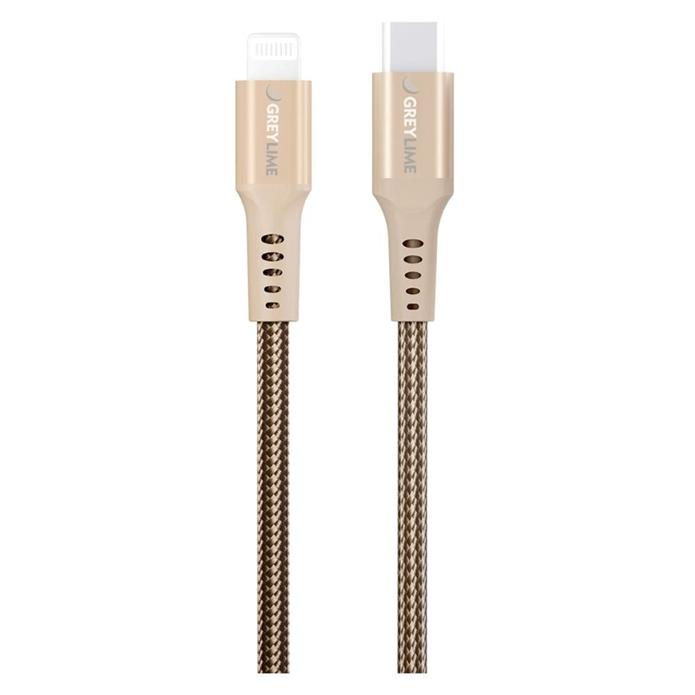GreyLime 18W Flätade USB-C till Lightning Cable 50 cm. - Beige