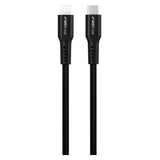 GreyLime 18W Flätade USB-C till Lightning Cable 3 m. - Svart