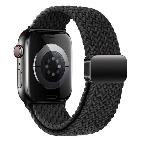 Apple Watch (42/44/SE/45/46/49mm) Lippa Nylonrem med Magnetlås - Svart