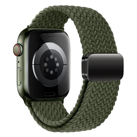 Apple Watch (42/44/SE/45/46/49mm) Lippa Nylonrem med Magnetlås - Grön