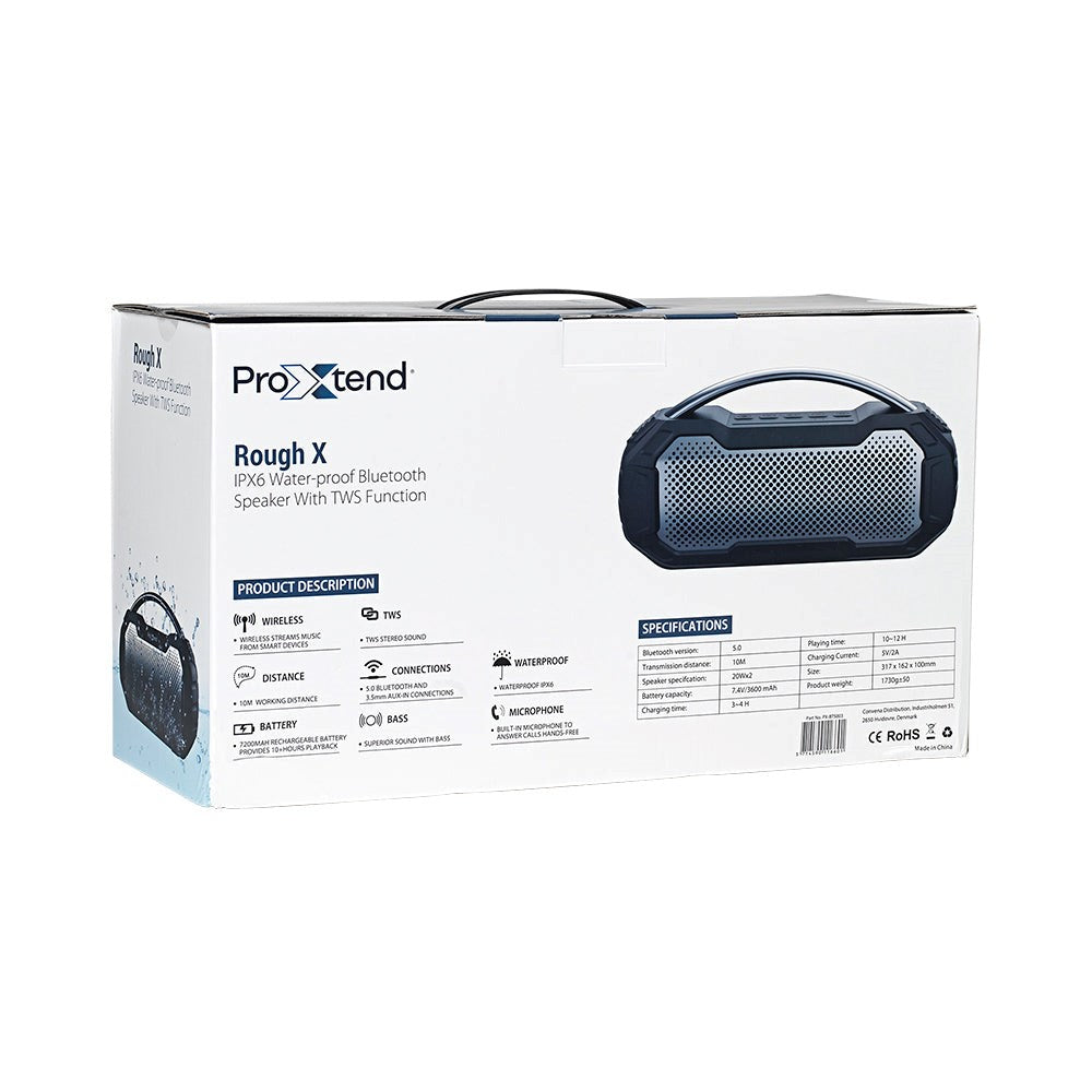 ProXtend Rough X Vattentät IPX6 Bluetooth Stereohögtalare 34W - Svart / Grå