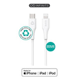 eSTUFF INFINITE MFI 1 m USB-C till Lightning-Kabel - 12W - 100 % Återvunnen Plast - Vit