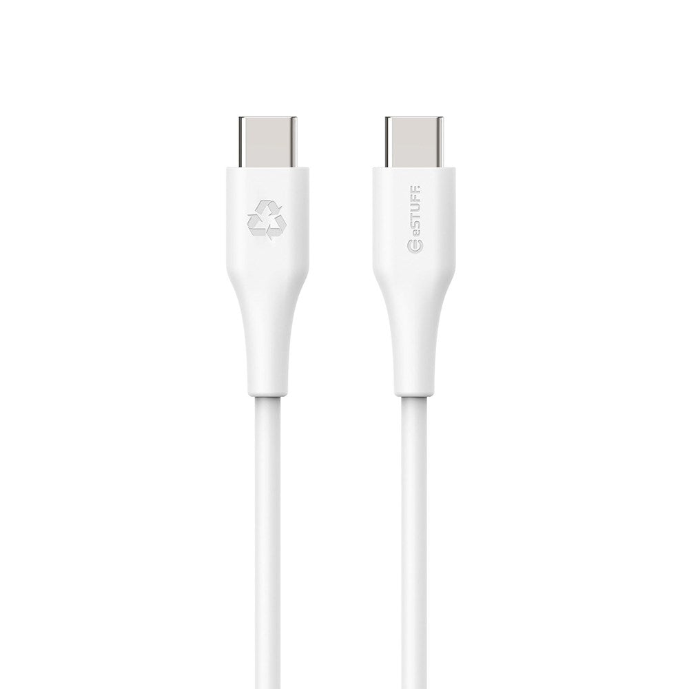 eSTUFF INFINITE 1 m USB-C till USB-C-Kabel 60W - 100 % Återvunnen Plast - Vit