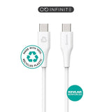 eSTUFF INFINITE 1 m USB-C till USB-C-Kabel 60W - 100 % Återvunnen Plast - Vit